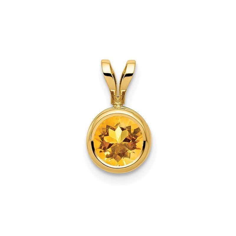 14k 6mm Citrine bezel pendant - Seattle Gold Grillz