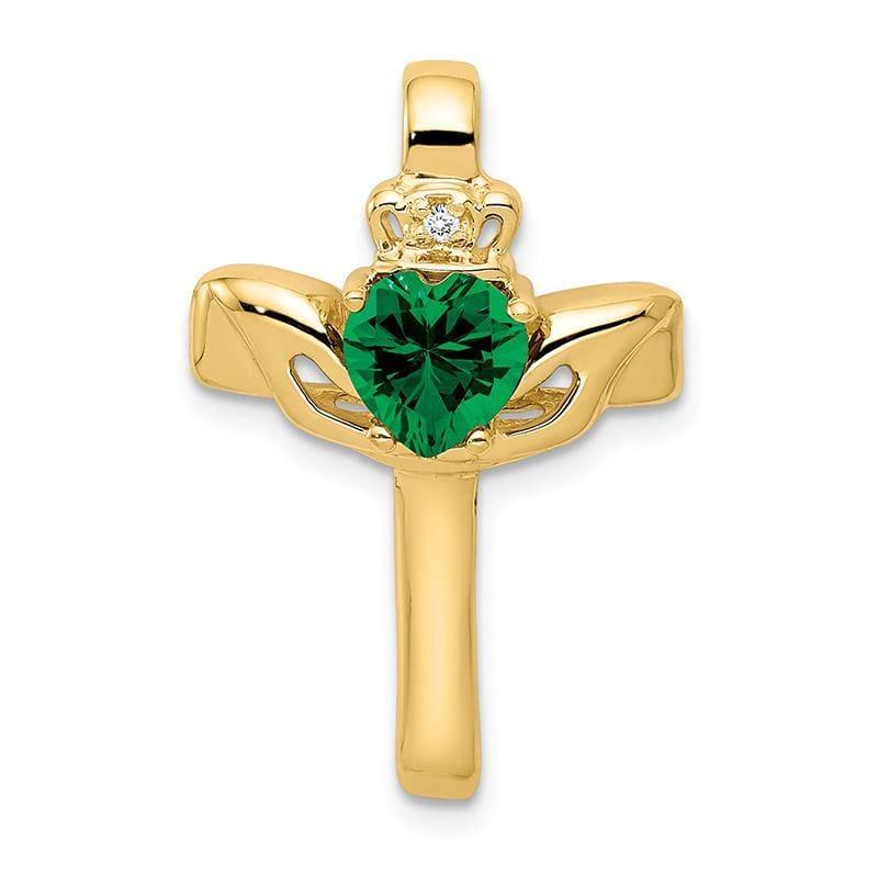 14k 6mm Heart Mount St. Helens A Diamond cross pendant - Seattle Gold Grillz