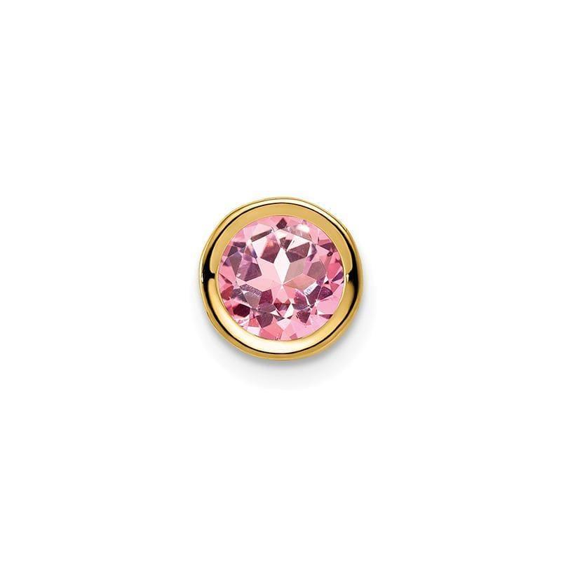 14k 6mm Pink Tourmaline bezel pendant - Seattle Gold Grillz