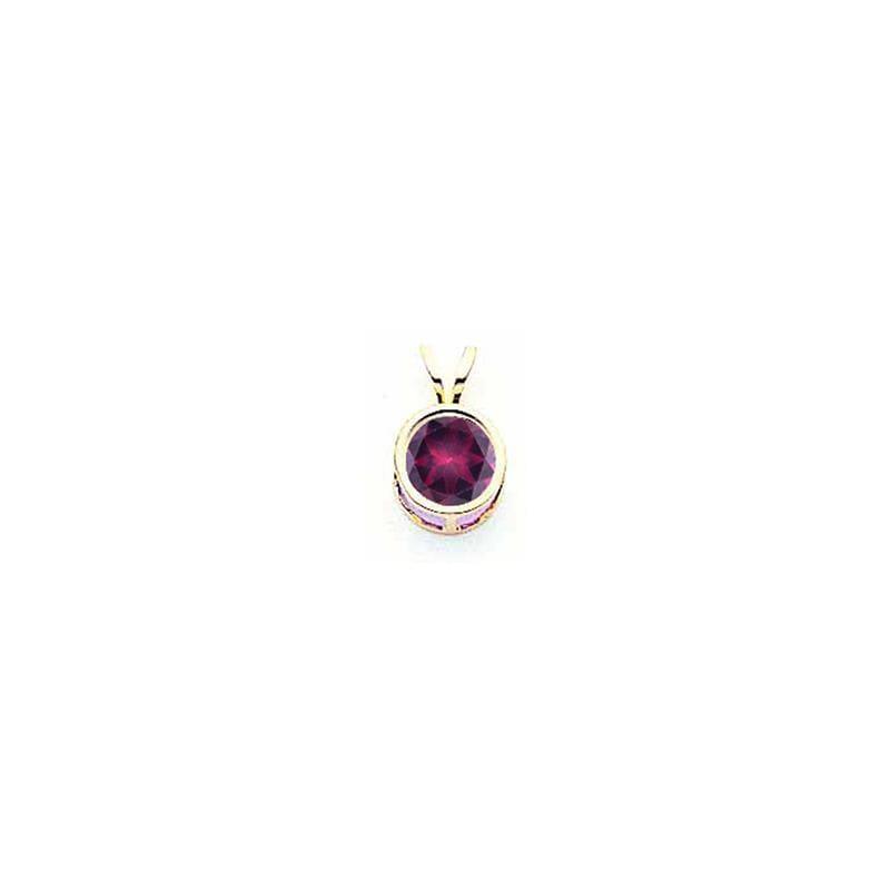14k 6mm Rhodolite Garnet bezel pendant - Seattle Gold Grillz