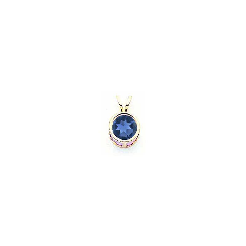 14k 6mm Sapphire bezel pendant - Seattle Gold Grillz