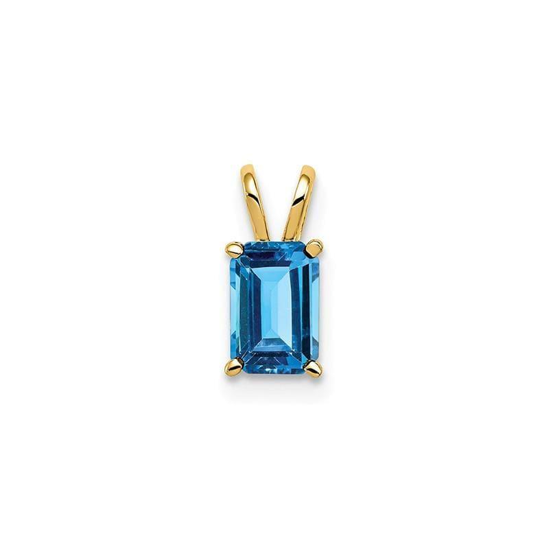 14k 6x4mm Emerald Cut Blue Topaz pendant - Seattle Gold Grillz