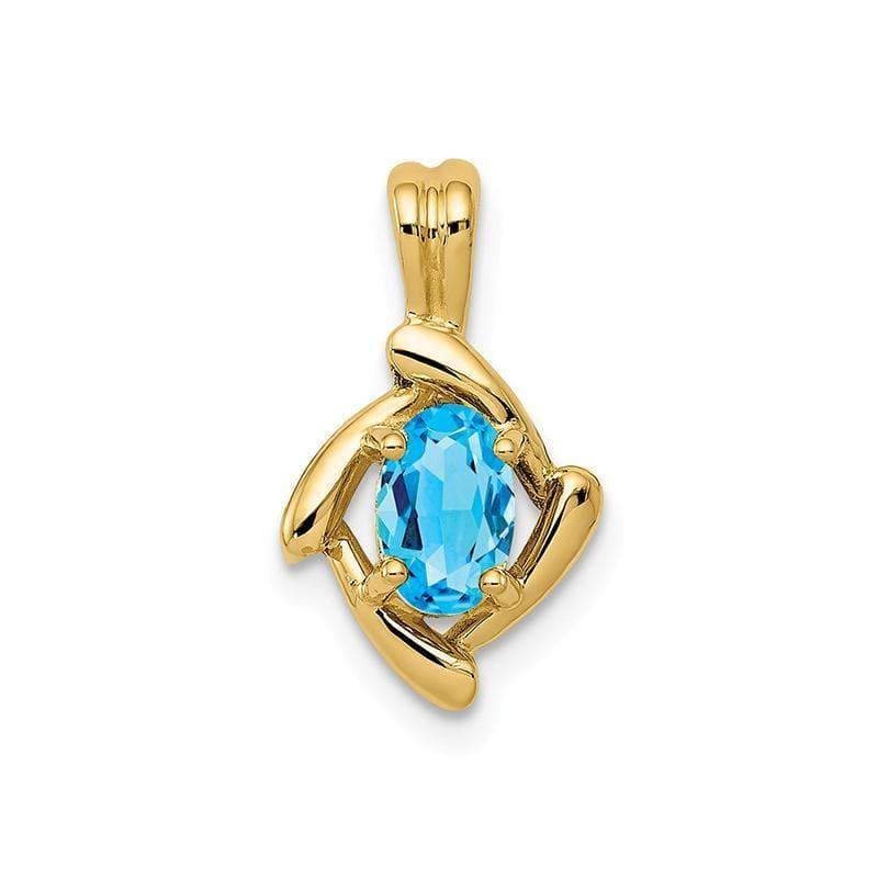 14k 6x4mm Oval Blue Topaz pendant - Seattle Gold Grillz