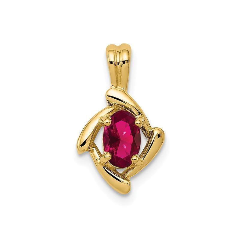 14k 6x4mm Oval Created Ruby pendant - Seattle Gold Grillz