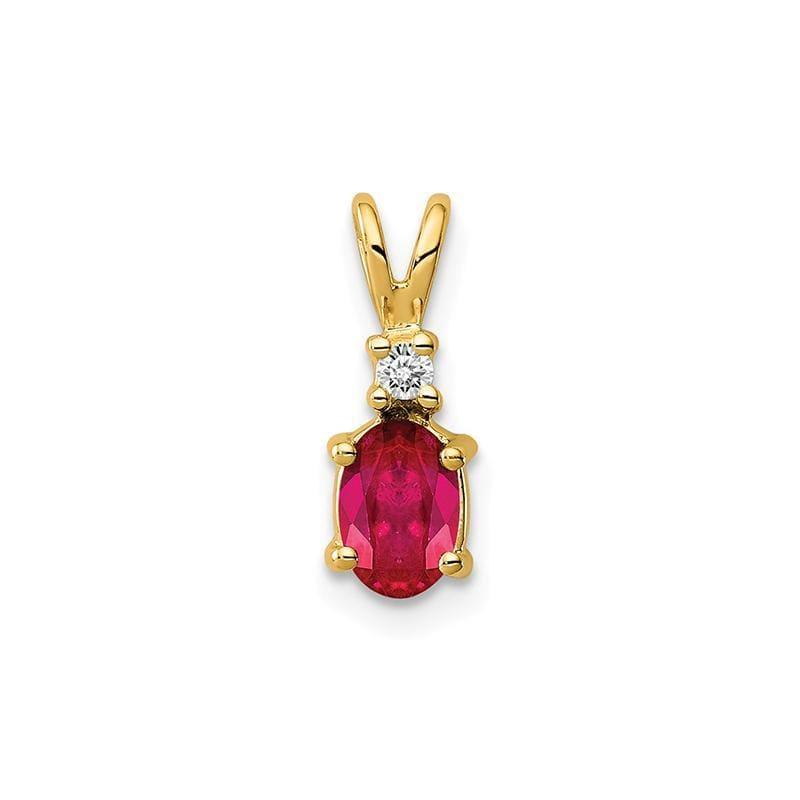 14k 6x4mm Oval Ruby A Diamond pendant - Seattle Gold Grillz