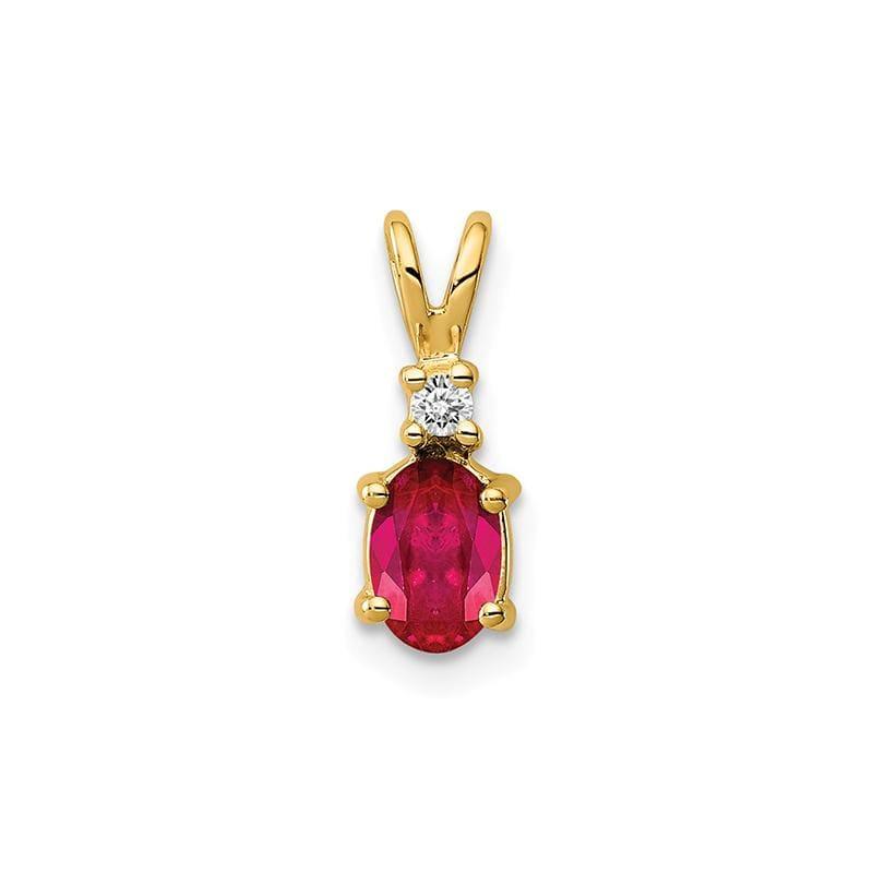 14k 6x4mm Oval Ruby AAA Diamond pendant - Seattle Gold Grillz