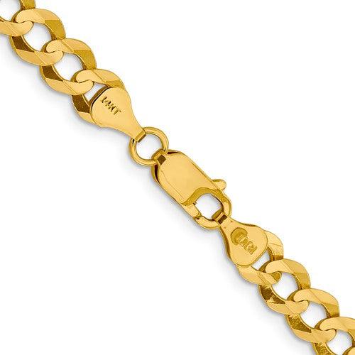 14k 7.2mm Solid Polished Light Flat Cuban Chain - Seattle Gold Grillz