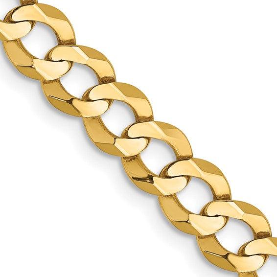 14k 7.2mm Solid Polished Light Flat Cuban Chain - Seattle Gold Grillz