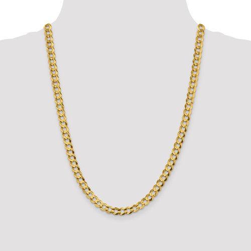 14k 7.2mm Solid Polished Light Flat Cuban Chain - Seattle Gold Grillz