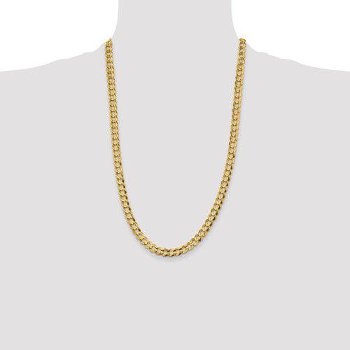 14k 7.2mm Solid Polished Light Flat Cuban Chain - Seattle Gold Grillz