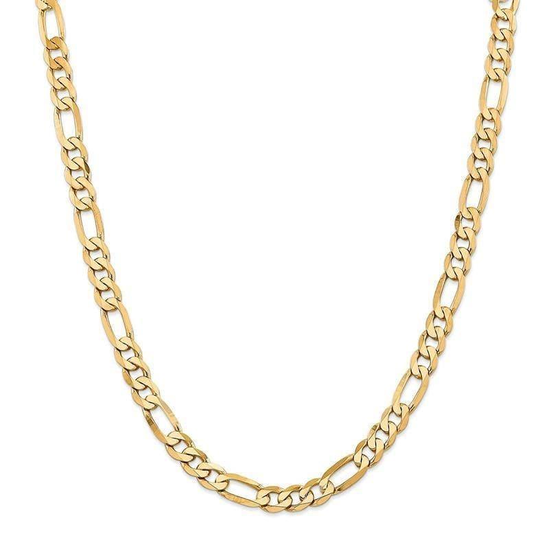 14k 7.5mm Flat Figaro Chain - Seattle Gold Grillz
