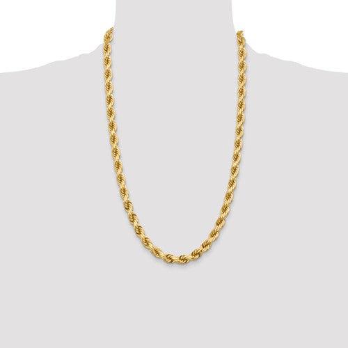 14k 7mm Diamond Cut Rope Chain - Seattle Gold Grillz