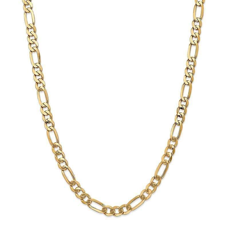 14k 7mm Flat Figaro Chain - Seattle Gold Grillz