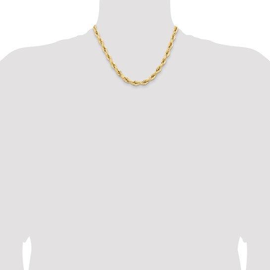14k 7mm Semi-Solid Rope Chain - Seattle Gold Grillz