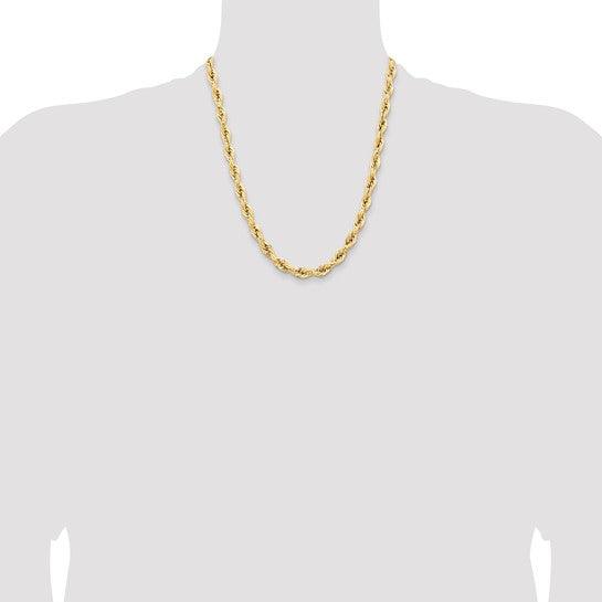 14k 7mm Semi-Solid Rope Chain - Seattle Gold Grillz