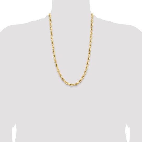 14k 7mm Semi-Solid Rope Chain - Seattle Gold Grillz