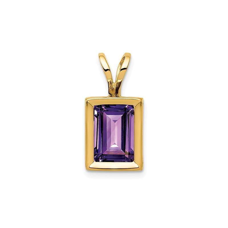 14k 7x5mm Emerald Cut Amethyst bezel pendant - Seattle Gold Grillz