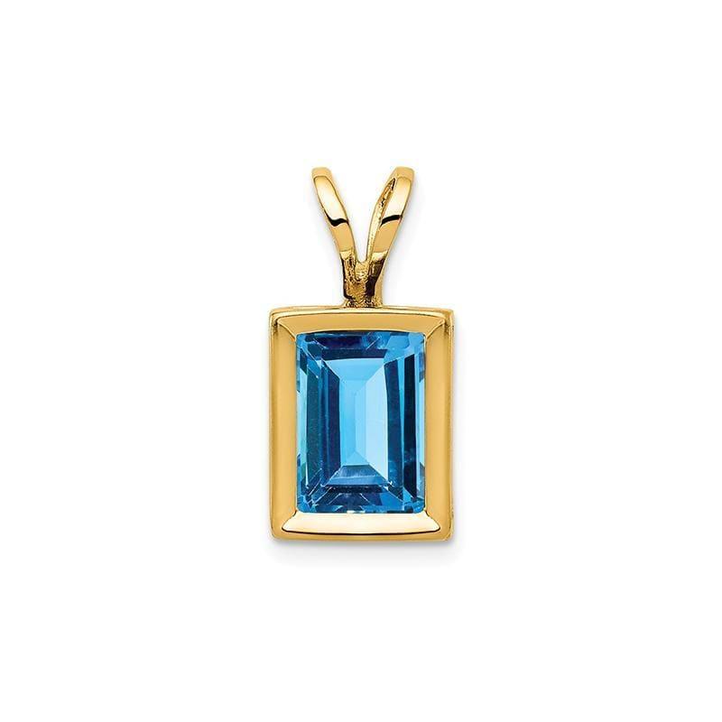 14k 7x5mm Emerald Cut Blue Topaz bezel pendant - Seattle Gold Grillz