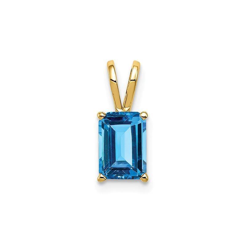 14k 7x5mm Emerald Cut Blue Topaz pendant - Seattle Gold Grillz