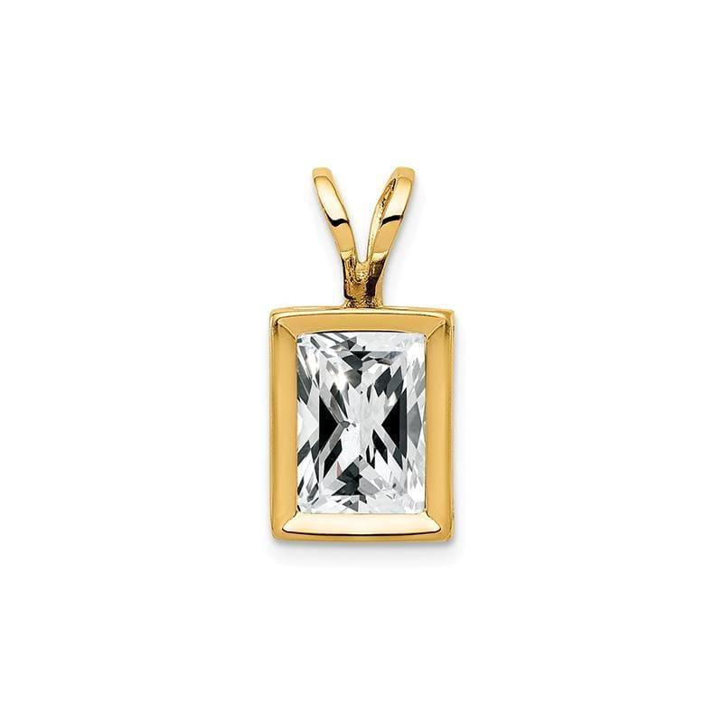 14k 7x5mm Emerald Cut Cubic Zirconia bezel pendant - Seattle Gold Grillz