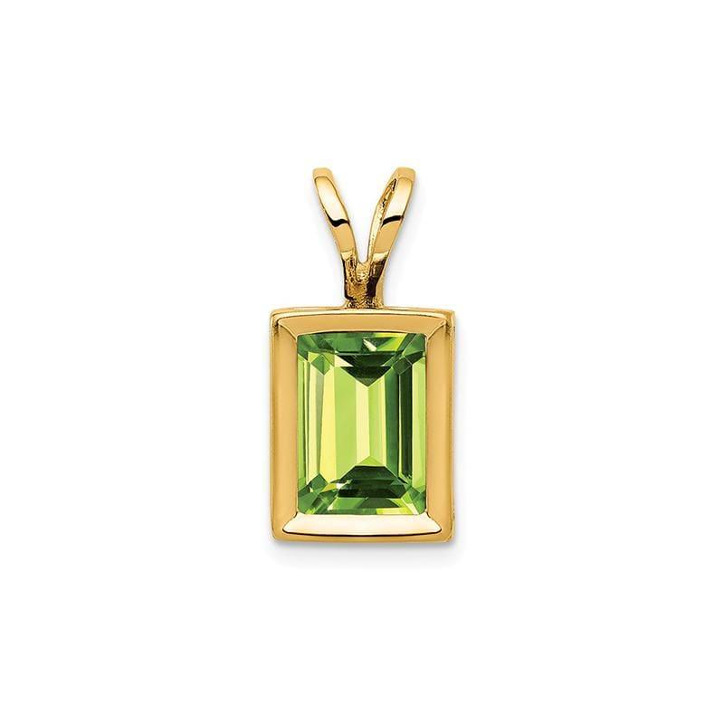 14k 7x5mm Emerald Cut Peridot bezel pendant - Seattle Gold Grillz