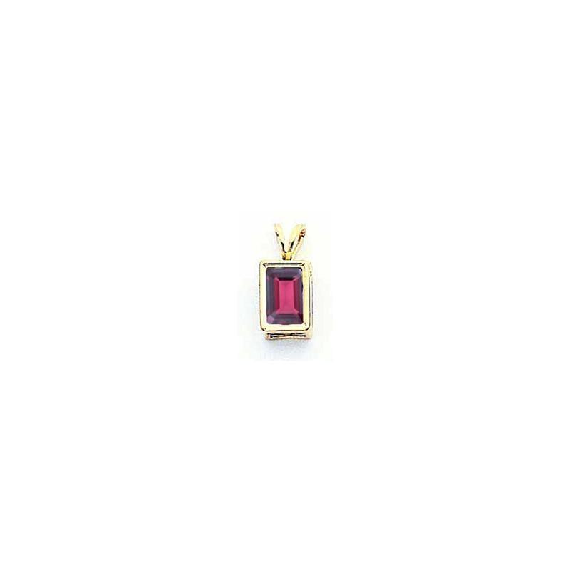 14k 7x5mm Emerald Cut Rhodolite Garnet bezel pendant - Seattle Gold Grillz