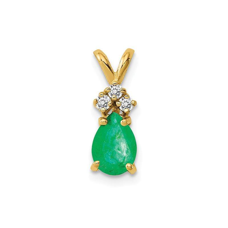 14k 7x5mm Pear Emerald VS Diamond pendant - Seattle Gold Grillz