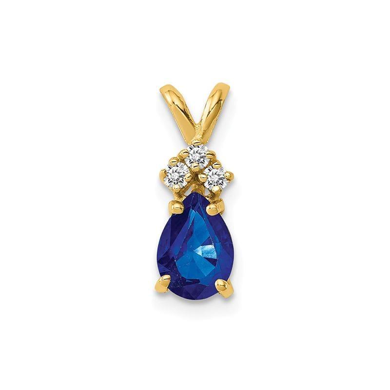 14k 7x5mm Pear Sapphire VS Diamond pendant - Seattle Gold Grillz