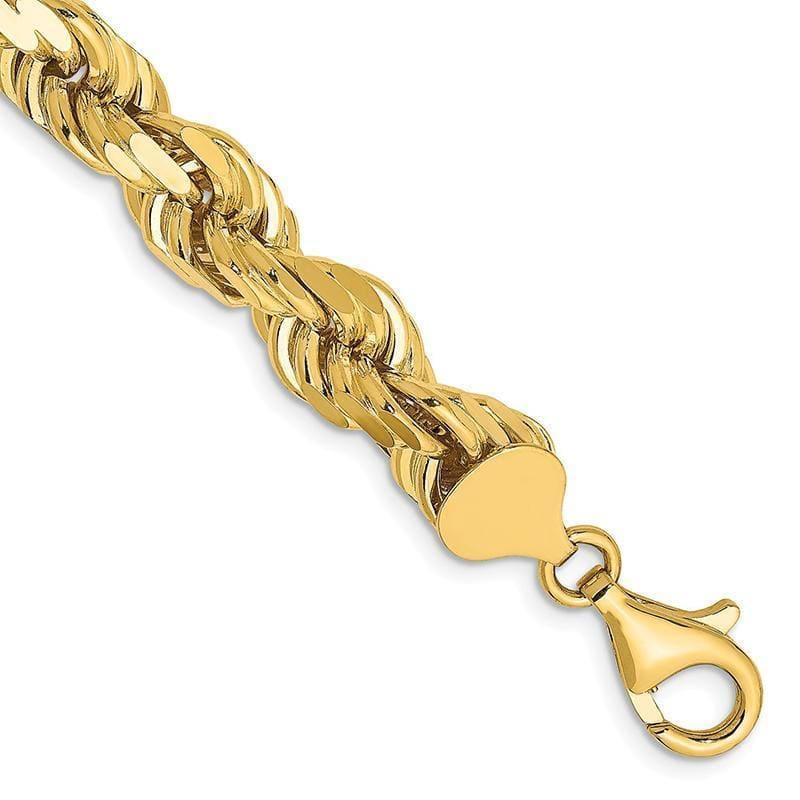 14k 8mm 9 Inch Diamond Cut Rope bracelet - Seattle Gold Grillz