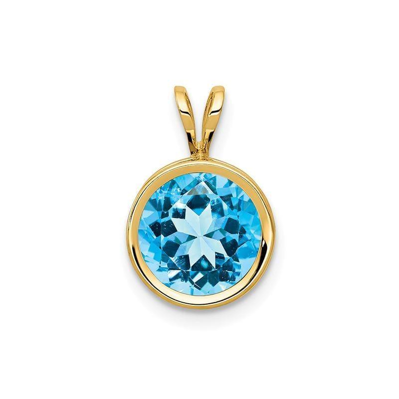 14k 8mm Blue Topaz bezel pendant - Seattle Gold Grillz