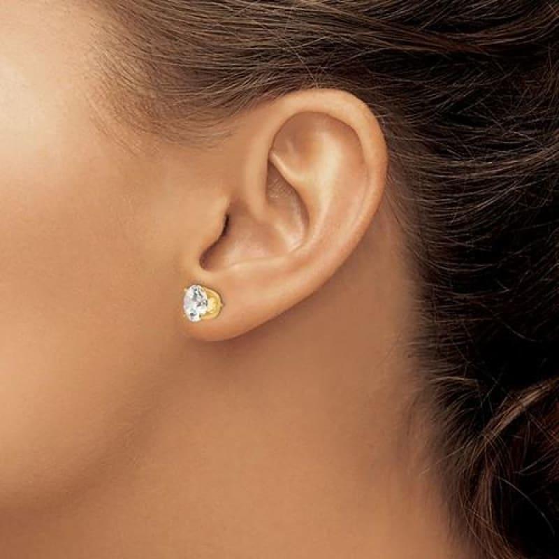 14k 8mm CZ stud earrings - Seattle Gold Grillz