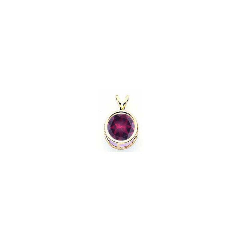 14k 8mm Rhodolite Garnet bezel pendant - Seattle Gold Grillz