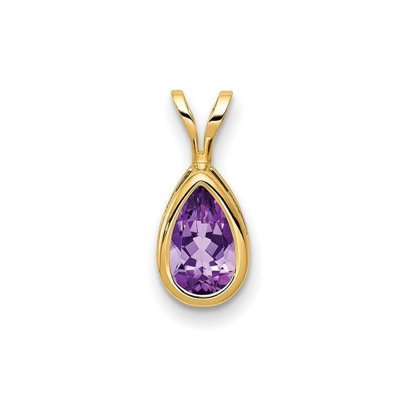 14k 8x5mm Pear Amethyst bezel pendant - Seattle Gold Grillz