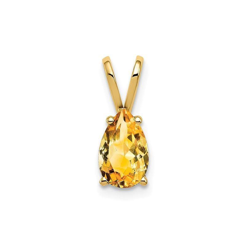 14k 8x5mm Pear Citrine Checker pendant - Seattle Gold Grillz