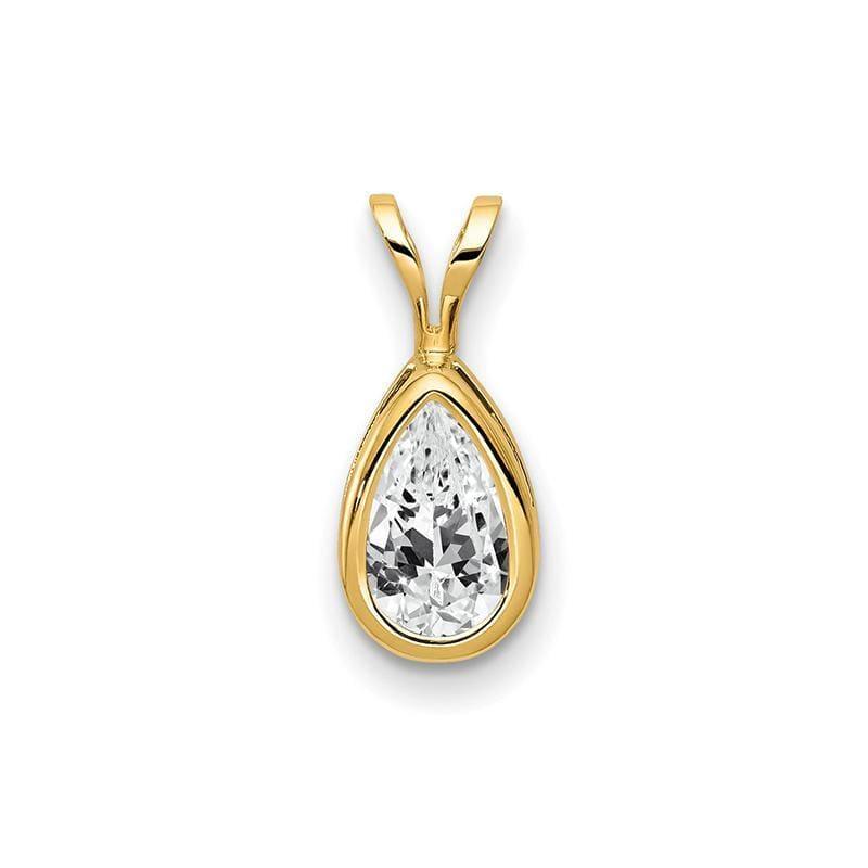 14k 8x5mm Pear Cubic Zirconia bezel pendant - Seattle Gold Grillz