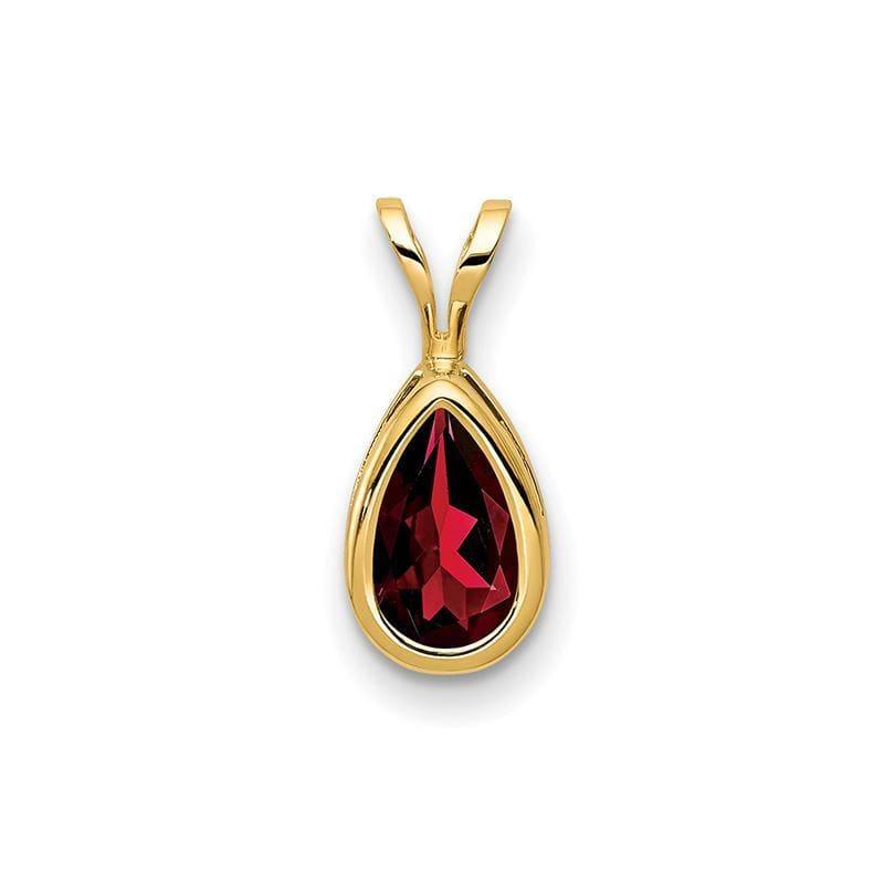 14k 8x5mm Pear Garnet bezel pendant - Seattle Gold Grillz