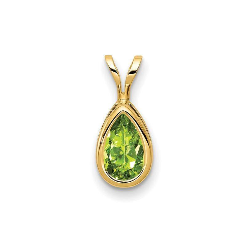 14k 8x5mm Pear Peridot Checker bezel pendant - Seattle Gold Grillz
