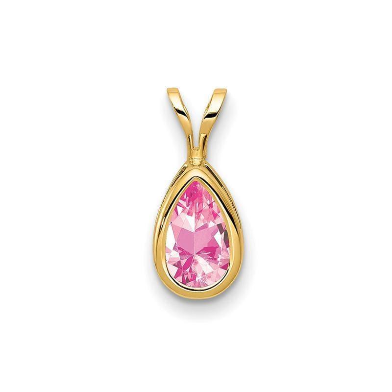 14k 8x5mm Pear Pink Tourmaline bezel pendant - Seattle Gold Grillz