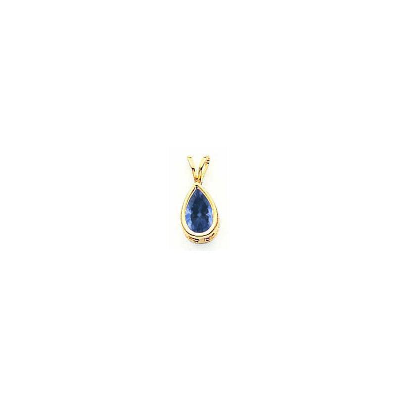 14k 8x5mm Pear Sapphire bezel pendant - Seattle Gold Grillz