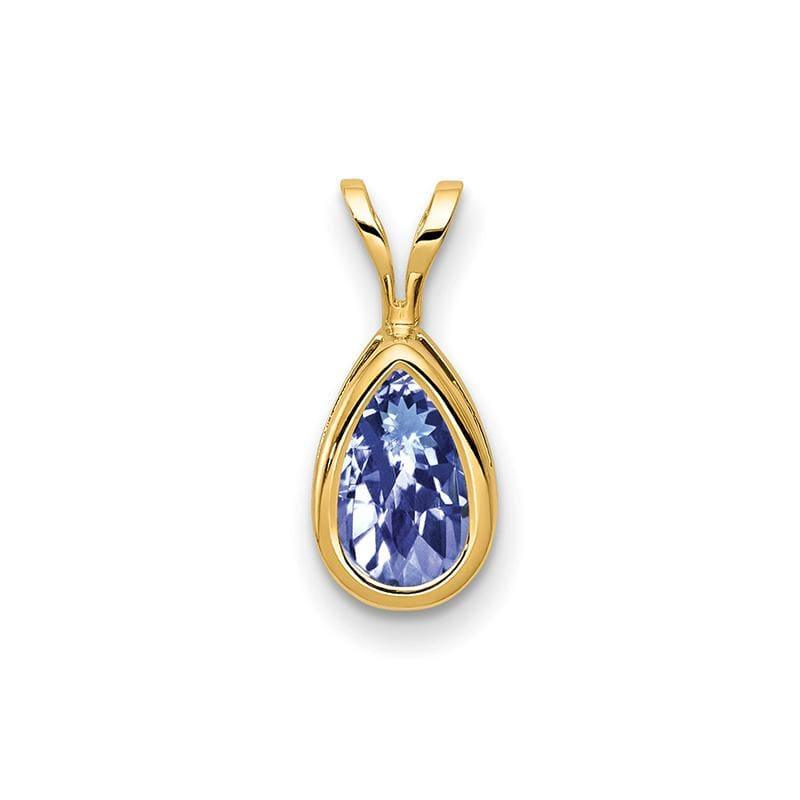 14k 8x5mm Pear Tanzanite bezel pendant - Seattle Gold Grillz