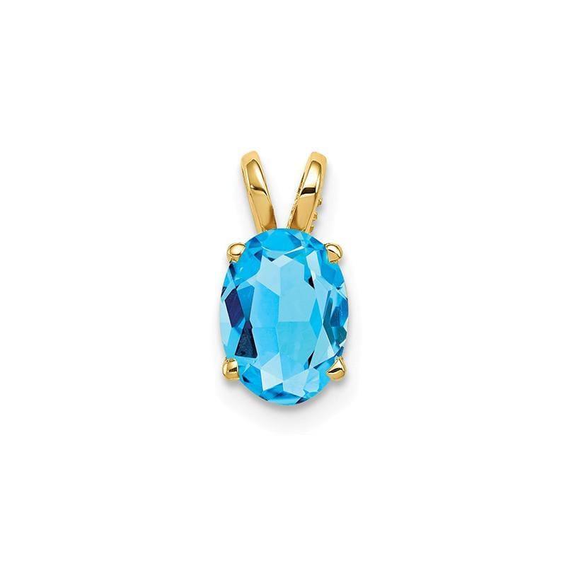 14k 8x6mm Oval Blue Topaz Checker pendant - Seattle Gold Grillz