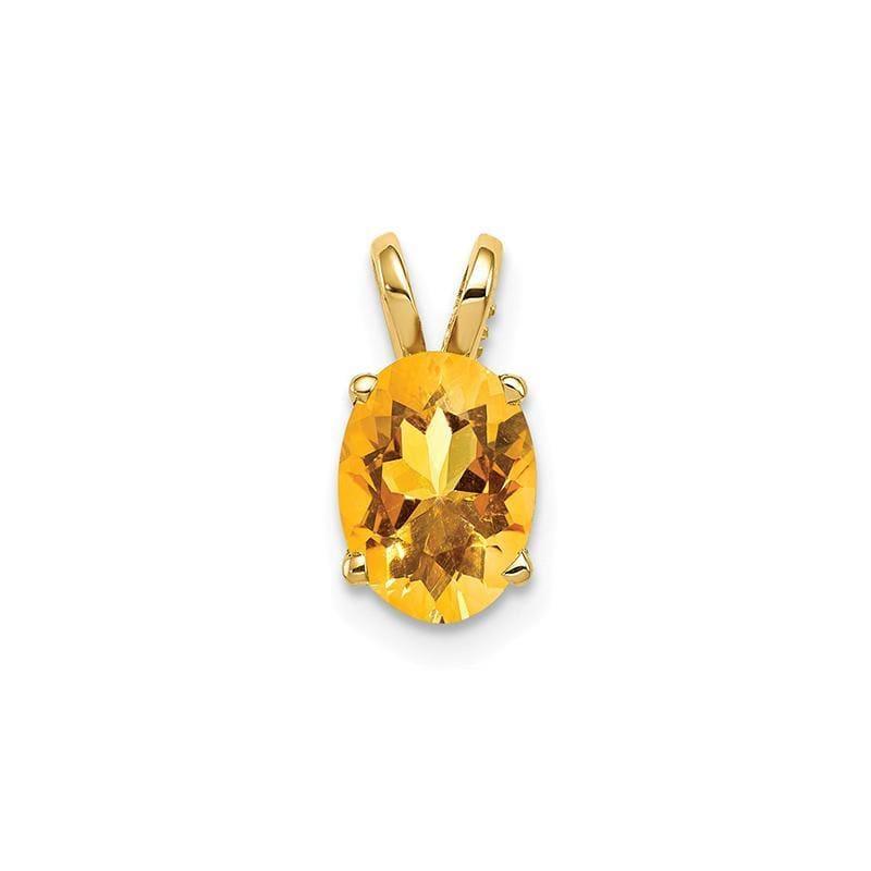 14k 8x6mm Oval Citrine Checker pendant - Seattle Gold Grillz