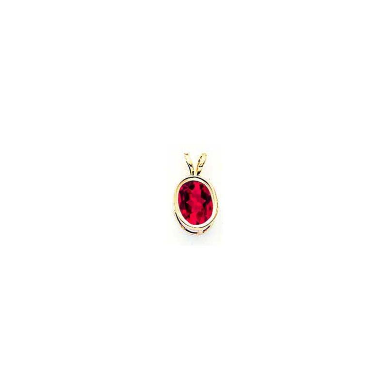 14k 8x6mm Oval Created Ruby bezel pendant - Seattle Gold Grillz