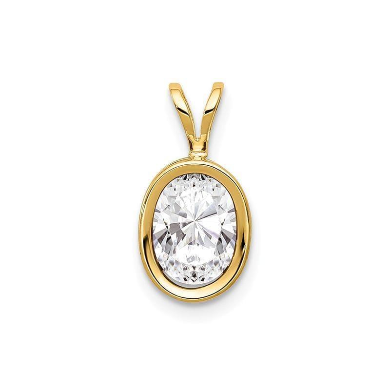 14k 8x6mm Oval Cubic Zirconia bezel pendant - Seattle Gold Grillz