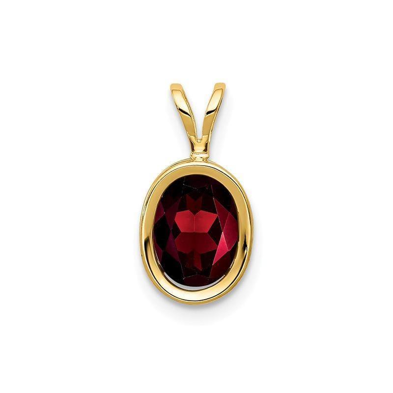 14k 8x6mm Oval Garnet bezel pendant - Seattle Gold Grillz