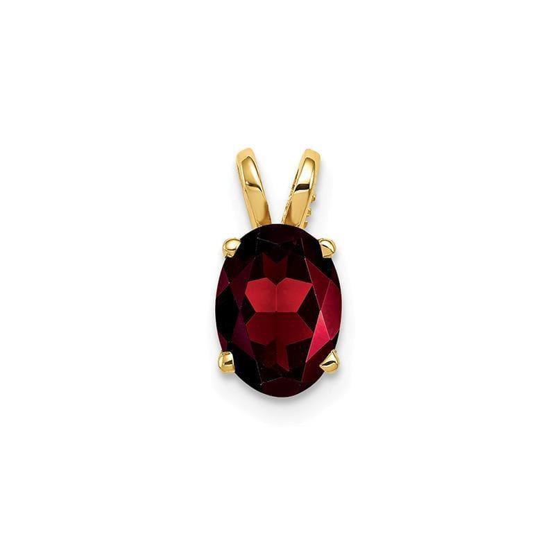 14k 8x6mm Oval Garnet Checker pendant - Seattle Gold Grillz