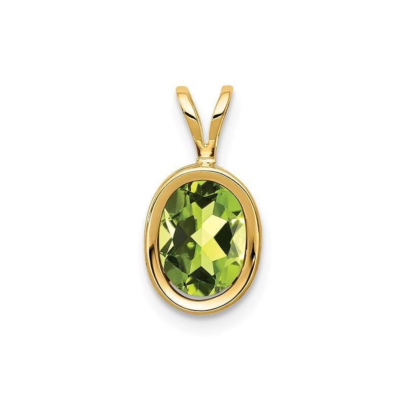 14k 8x6mm Oval Peridot Checker bezel pendant - Seattle Gold Grillz