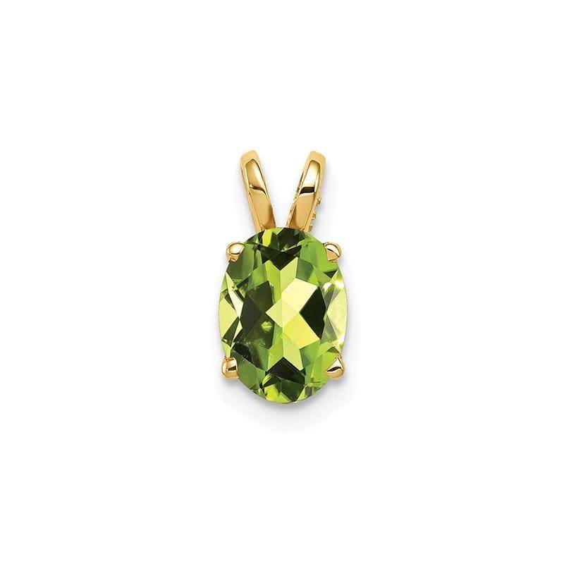 14k 8x6mm Oval Peridot Checker pendant - Seattle Gold Grillz