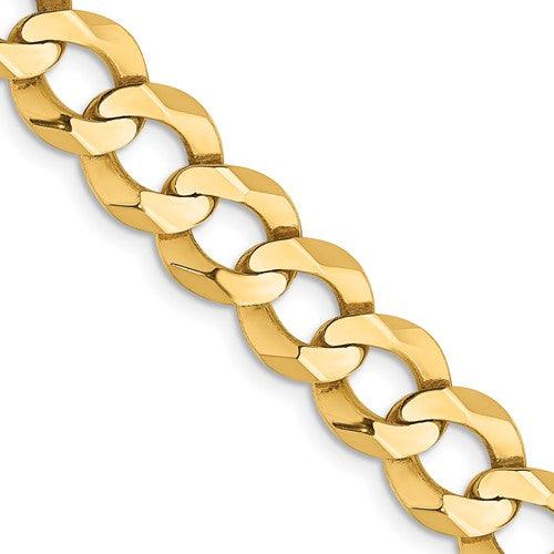 14k 9.4mm Solid Polished Light Flat Cuban Chain - Seattle Gold Grillz