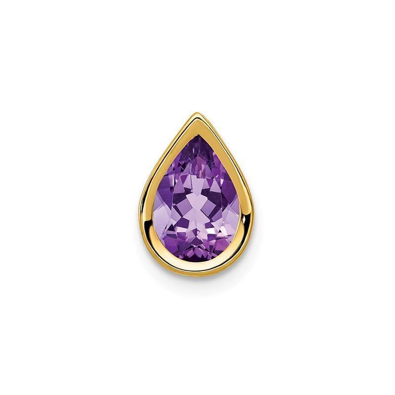 14k 9x6mm Pear Amethyst Checker bezel pendant - Seattle Gold Grillz